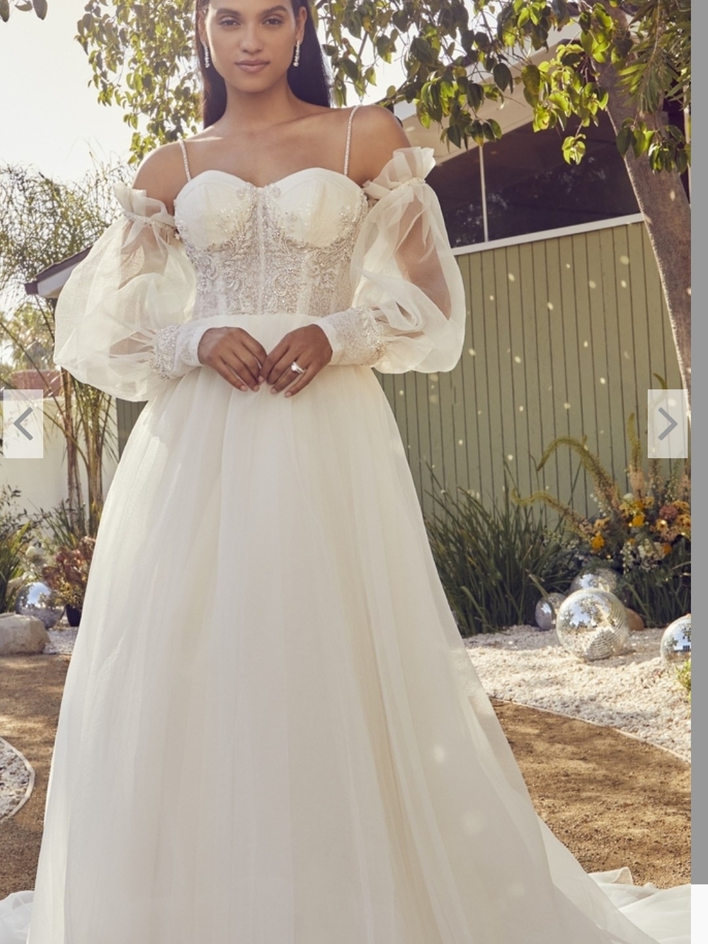 BELOVED Wrenly Ivory Bridal Gown with Sheer Puff Sleeves Size 10 Nwot